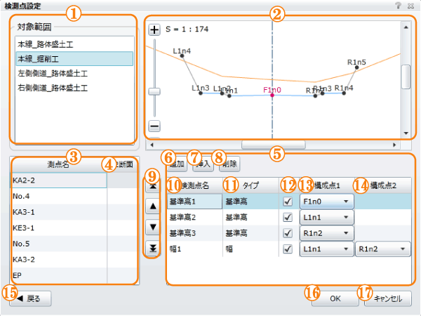 検測点設定画面