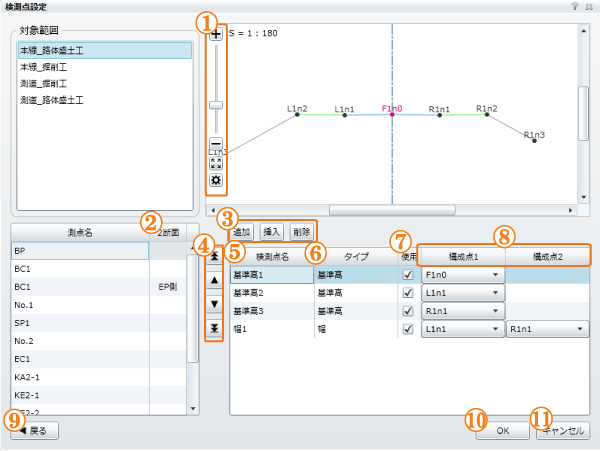 検測点設定画面