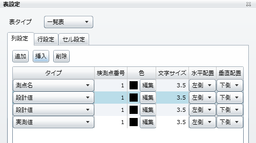 「列設定」の挿入