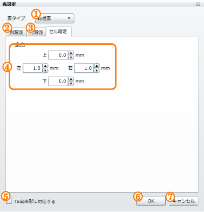 「セル設定」タブ